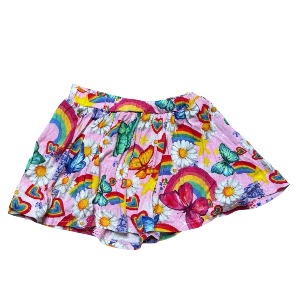 Posh Peanut skort bamboo twirl skirt shorts Pink rainbow 2T butterfly flower